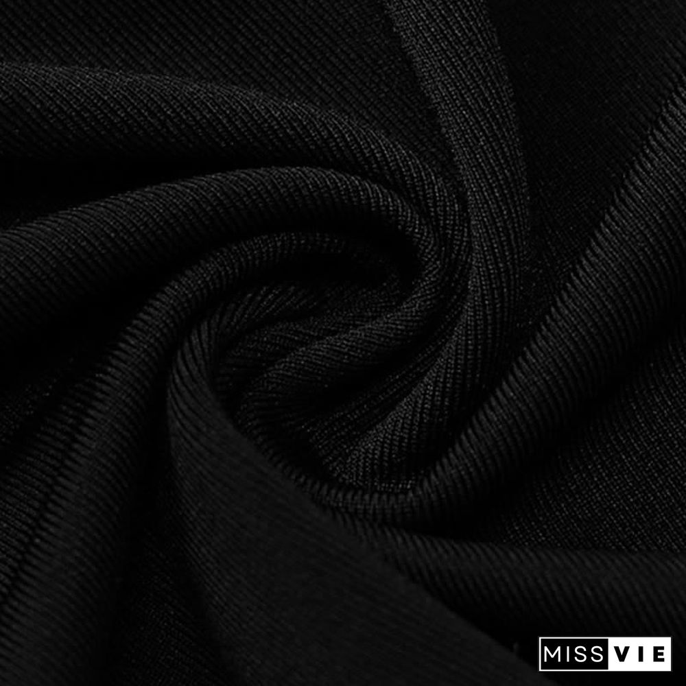 Chic Rhinestone Round Collar Shiny Slim Dress