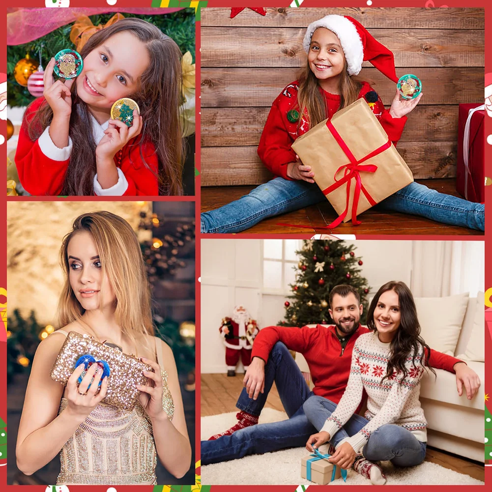 4pcs DIY Christmas Diamond Painting Mirror Kit Special Shape Double Sided