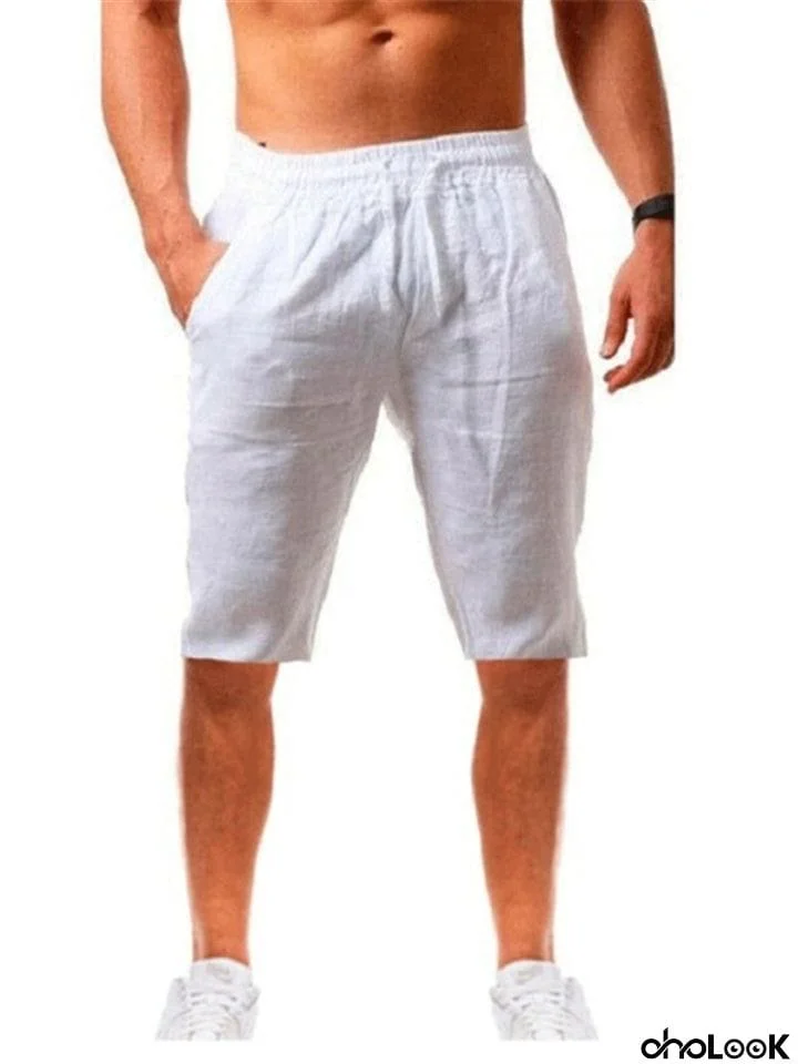 Men's Cotton Linen Fitness Casual Shorts