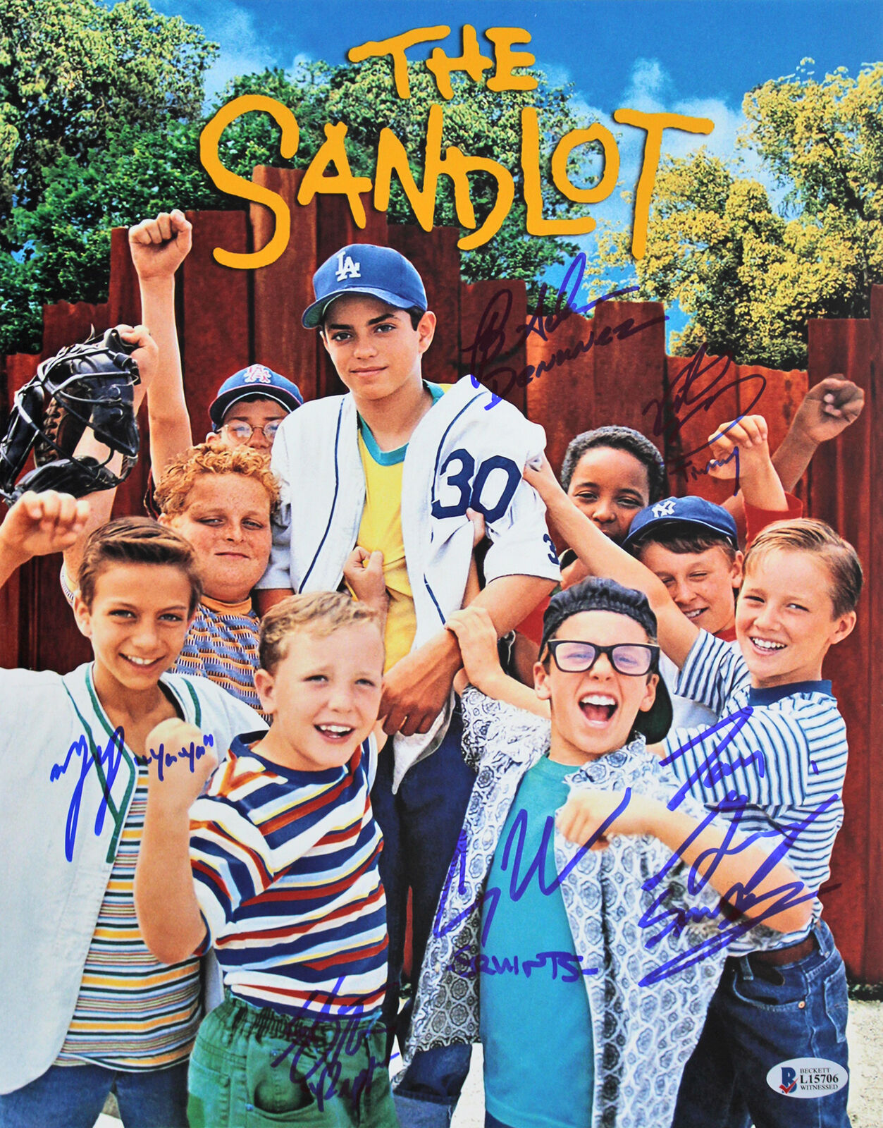 The Sandlot (6) Guiry, Leopardi, Adams +3 Signed 11x14 Photo Poster painting BAS Witnessed 6