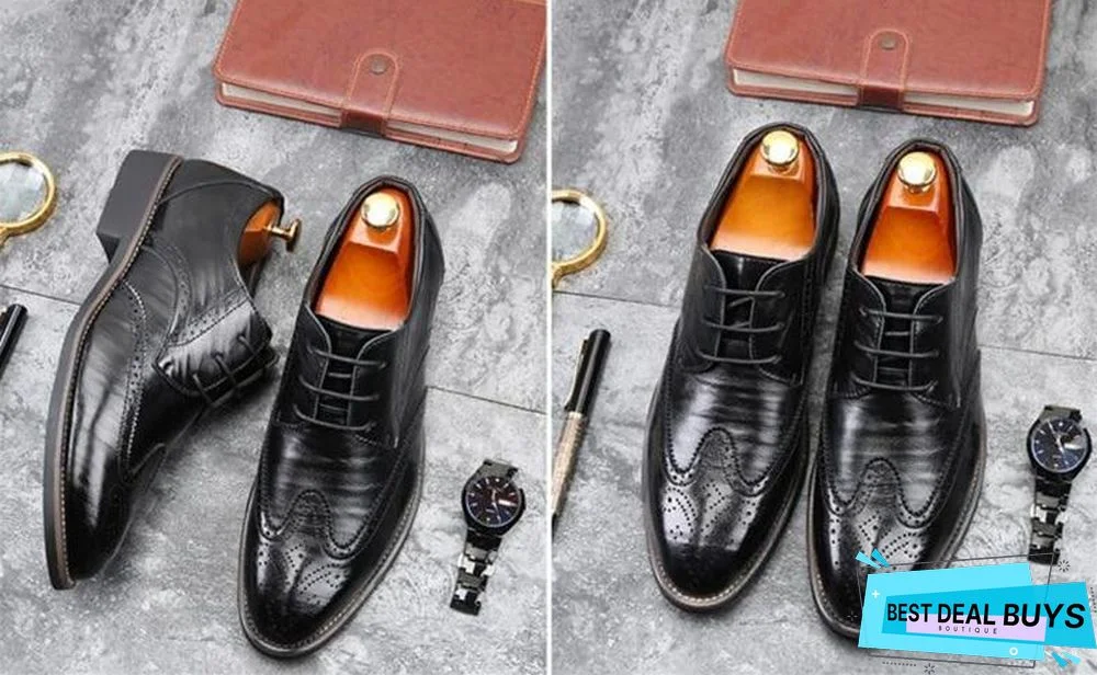 Men Fashion Flat Casual Shoes Leather Oxfords Shoes