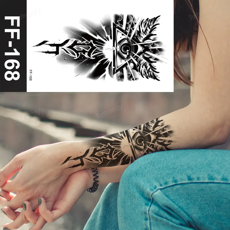 Sdrawing Animal Temporary Tattoo Sticker Black Lion King Wolf Tiger Men Body Art Painting Tattoo Fake Water Transfer Sexy Women