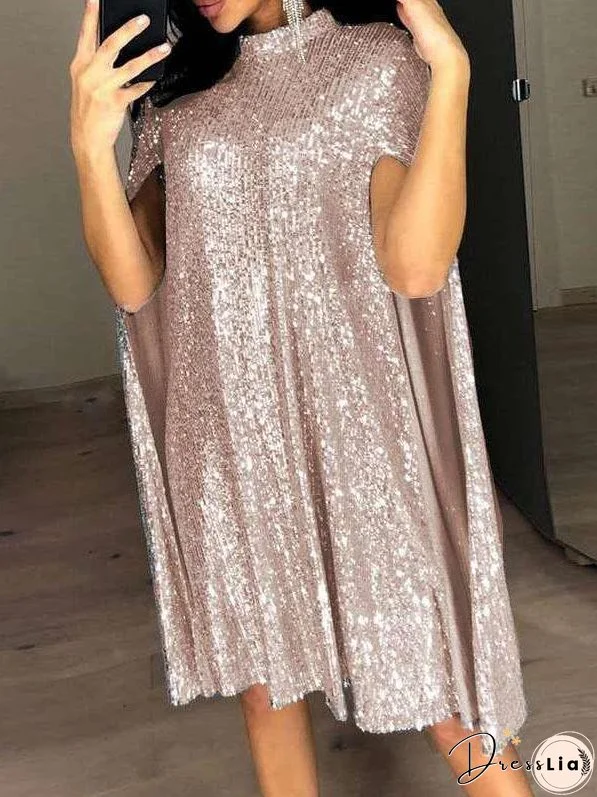 Loose Stand-up Collar Sequin Party Evening Dress for Women