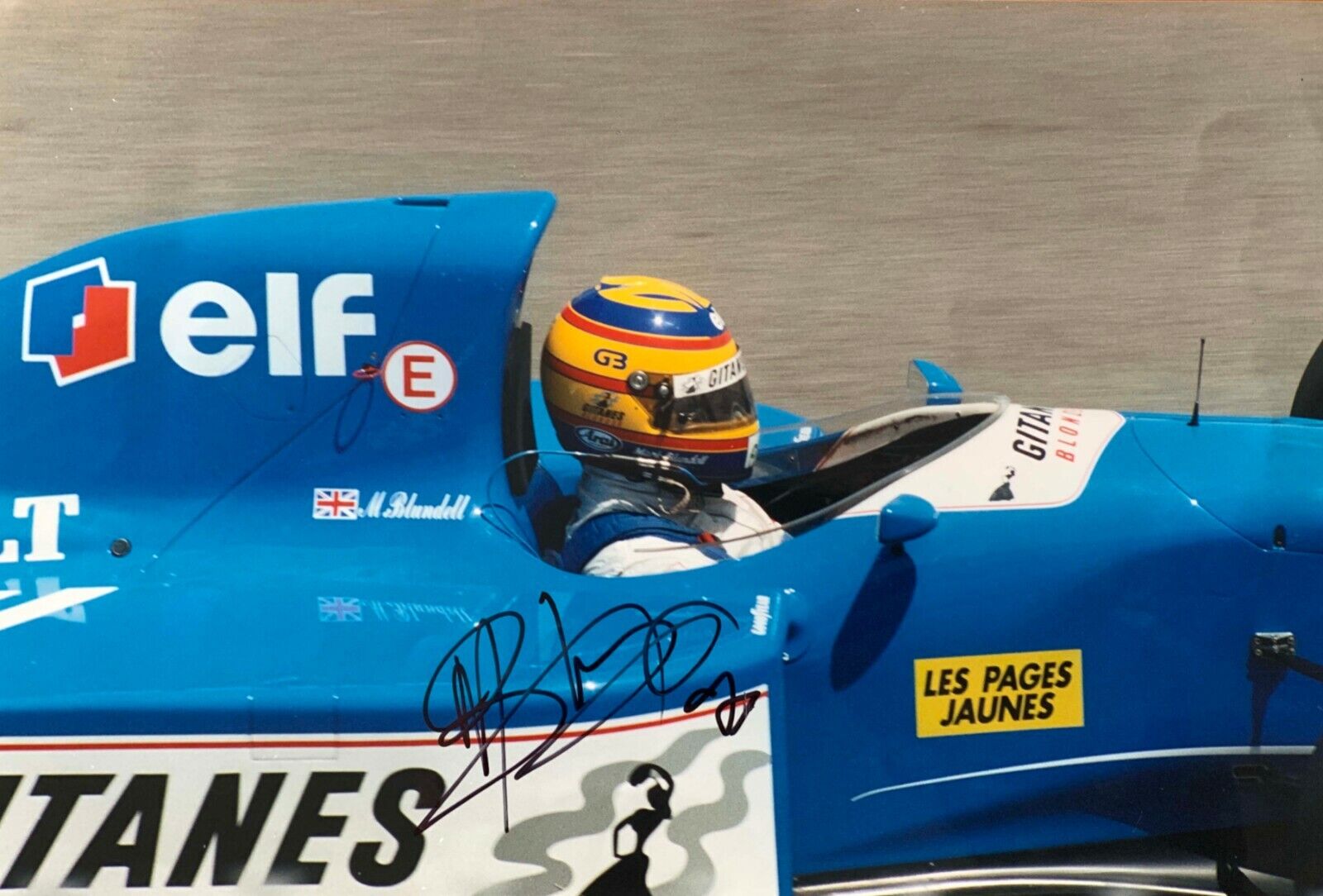 Mark Blundell Elf Ligier Renault Hand Signed Autograph F1 Le Mans Lola McLaren