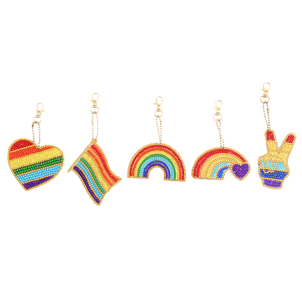 

5pcs Rainbow Double Sided - 5D DIY Craft Keychain, 501 Original
