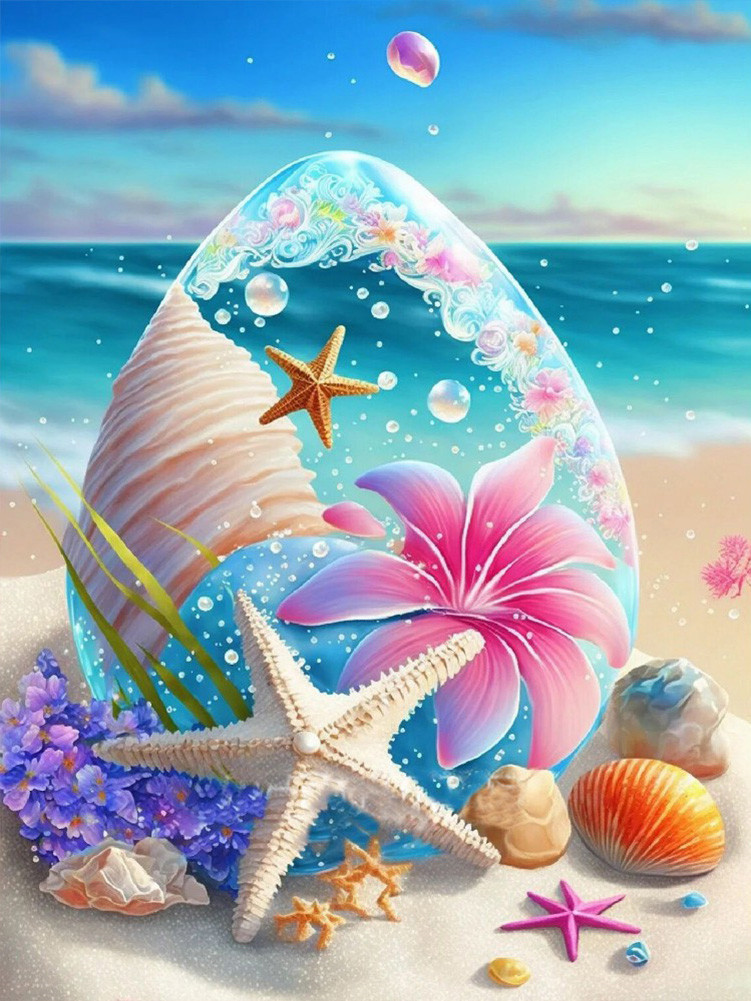 Seaside Starfish 30*40cm(picture) full round drill diamond painting with 4 colors of AB drill