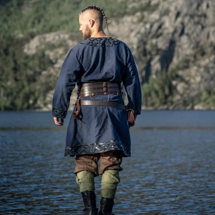 Viking-Style Medieval Tunic With Leather Belt - Perfect For Historical Reenactments And Festivals-inspireuse