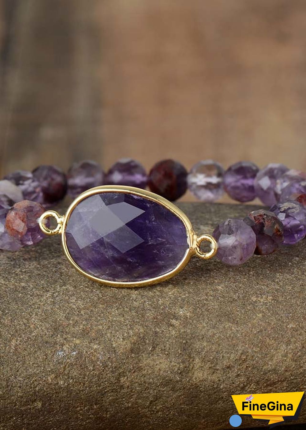 Boho Bracelet, Stretchy Bracelet, Purple Phantom and Amethyst