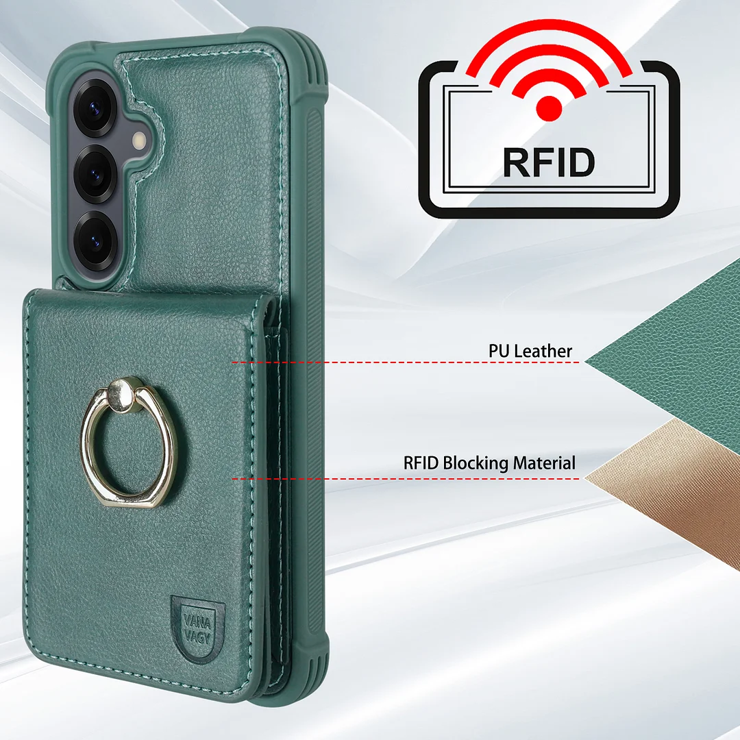 VANAVAGY Wallet Case Compatible for Galaxy S25 5G with Credit Card Holder and Coin Pocket