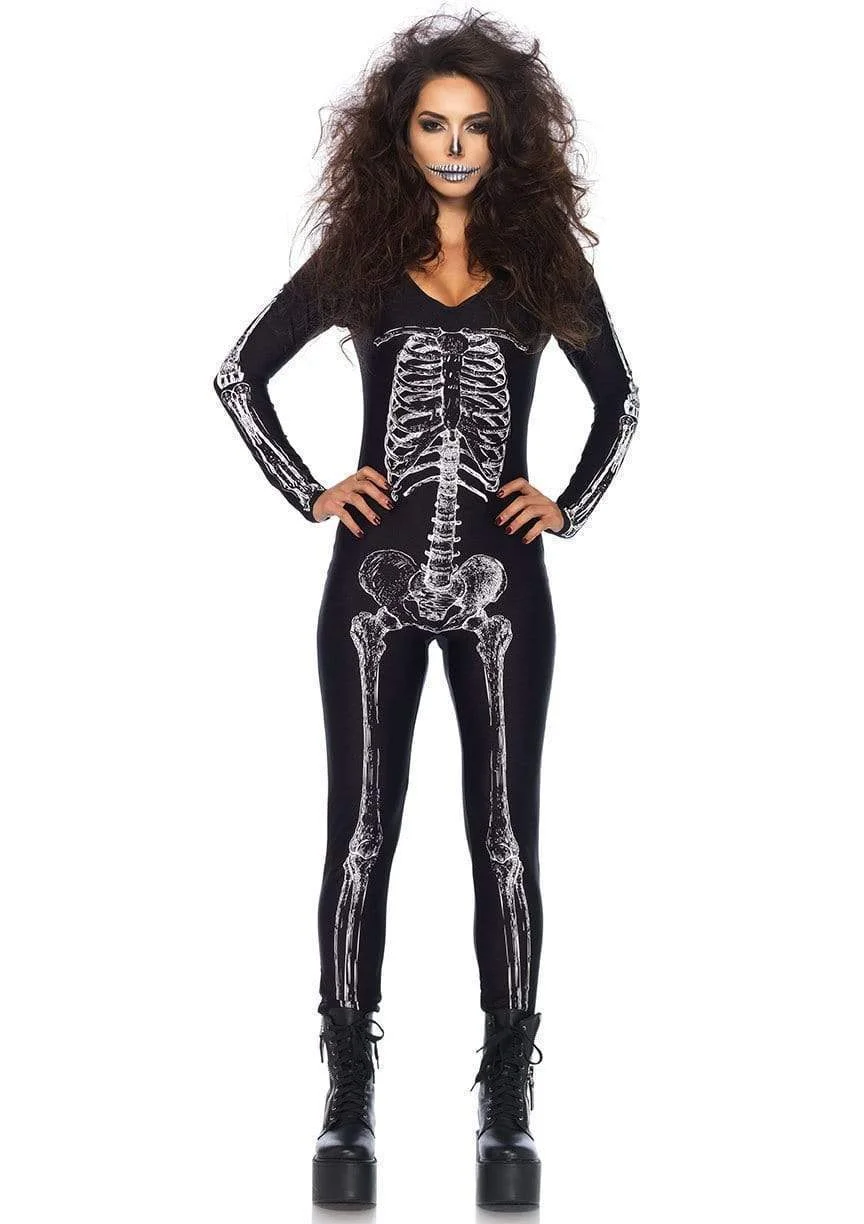 X-Ray Skeleton Catsuit with Zipper Costume