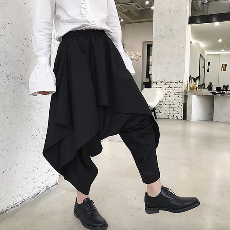 Dawfashion-Irregularly Stacked Harem Pants-Yamamoto Diablo Clothing