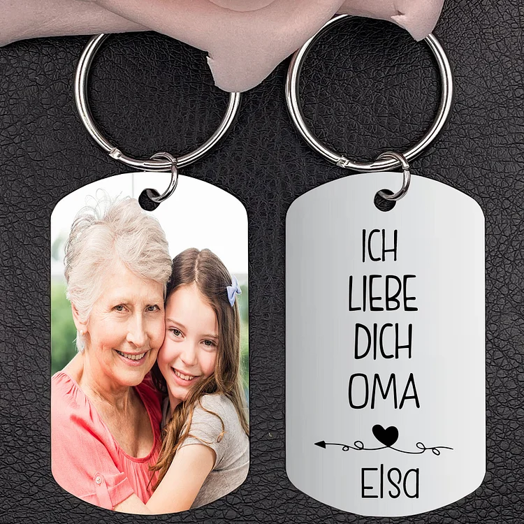 Kettenmachen Personalisierbarer Foto & Name Schlüsselanhänger-Ich liebe dich Opa-Geschenk für Großvater