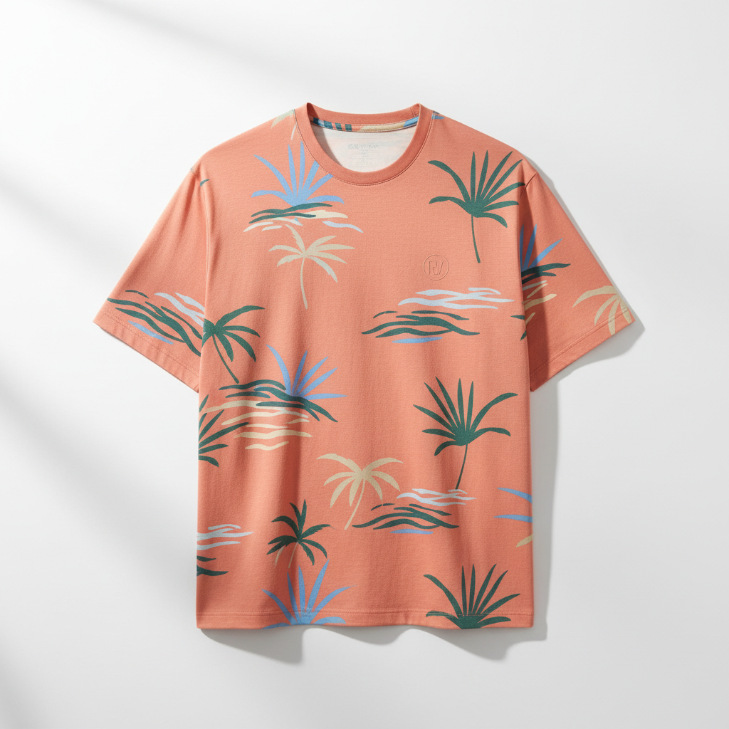 thesupersurf Tropical Palm Print Loose Fit T-Shirt 