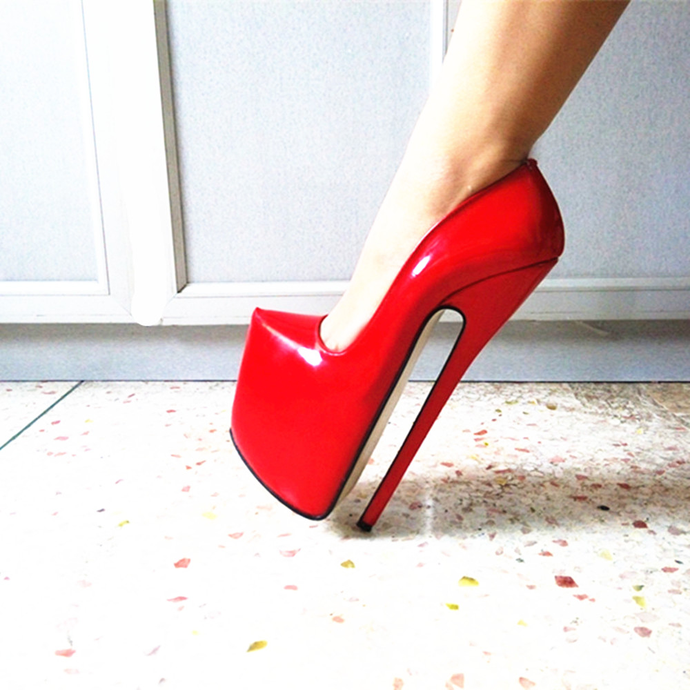 VCSHOES 9.5in Heel Height Women's Shoes Genuine Leather Pointed Toe Stiletto Heel Platform Pumps High Heels No.y2402