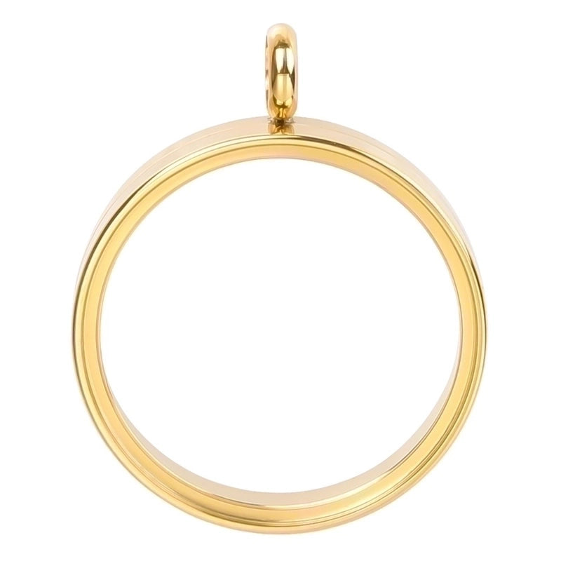 2 Pieces 304 Stainless Steel 18K Gold Plated Circle Solid Color Polished Pendant