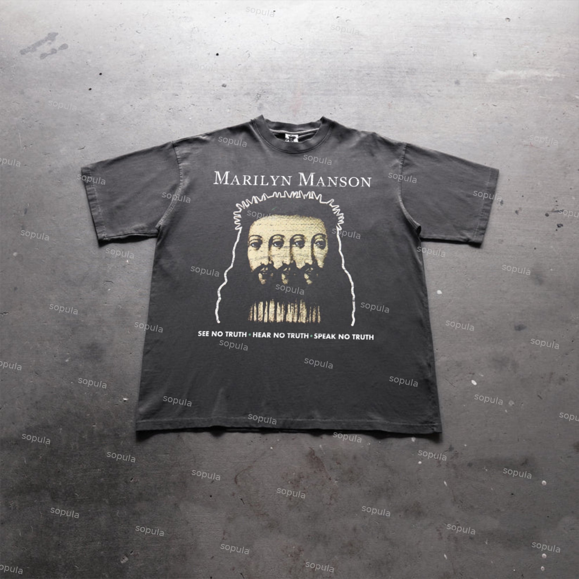 Manson Vintage Old Printed Graphic Cotton T-Shirt