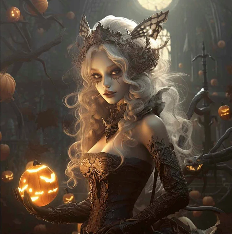 Halloween Cool Girl 30*30CM (Canvas) Full Round Drill Diamond Painting gbfke