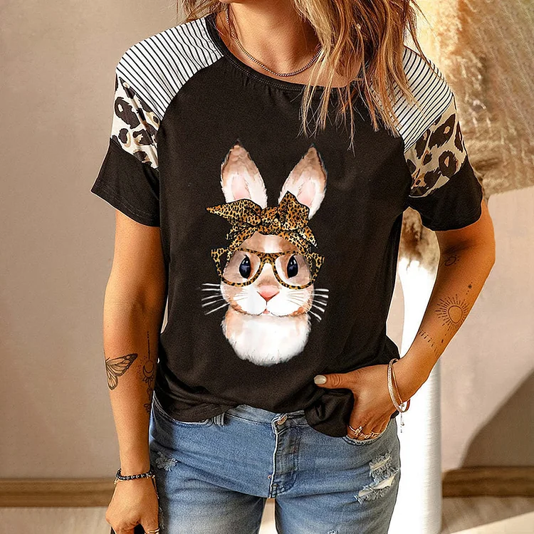 Easter Bunny Print Casual T-Shirt
