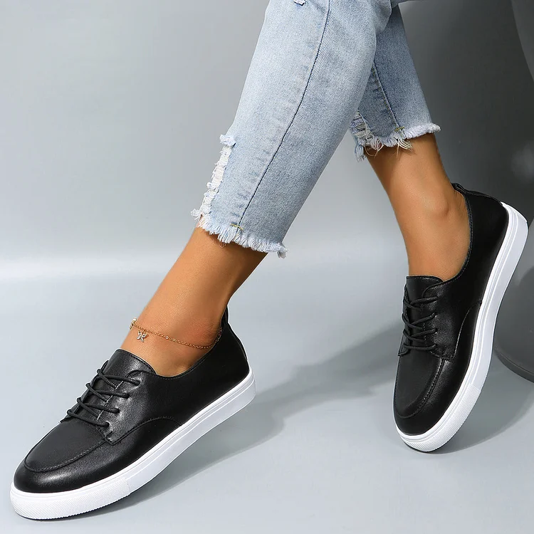 Black Low Top Platform Sneakers Slip on Loafers