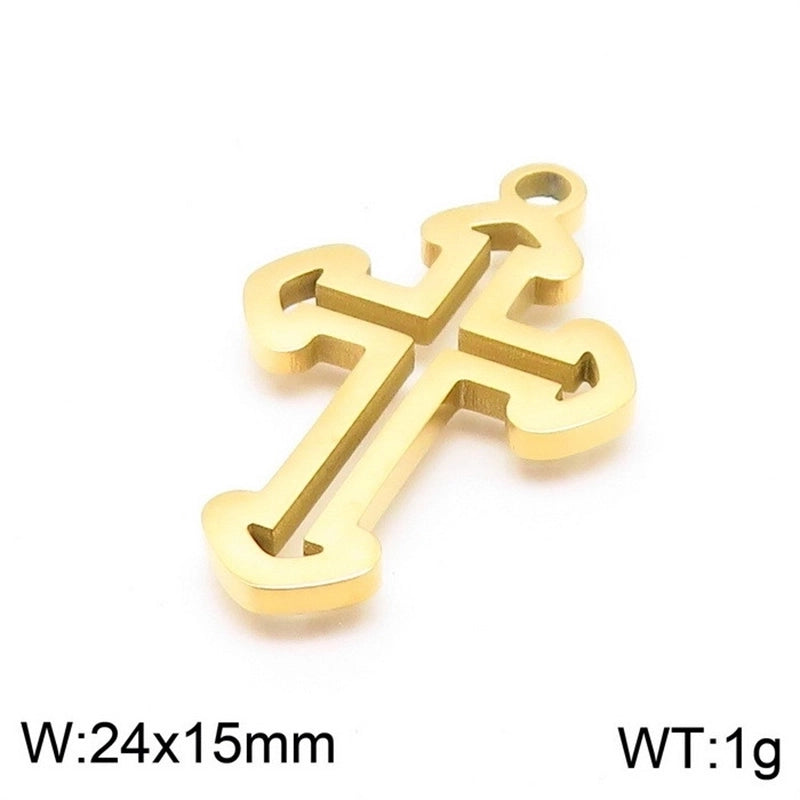 1 Piece Stainless Steel 18K Gold Plated Cross