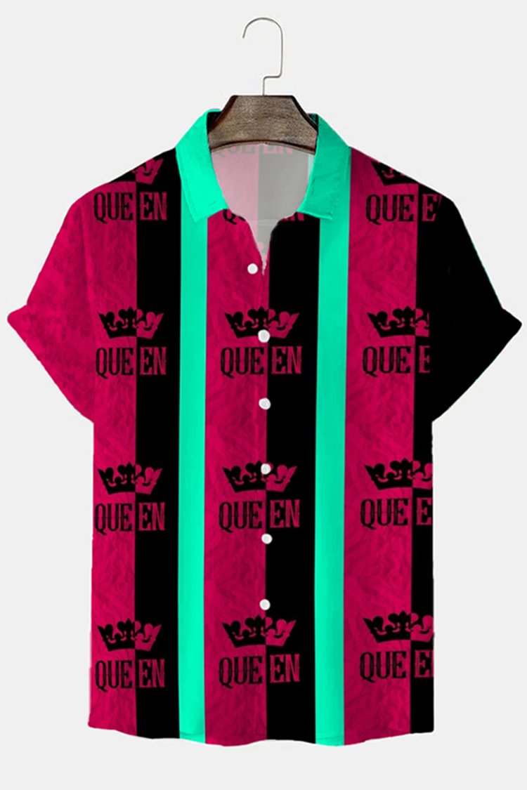 Men's Colorblock Printed Short Sleeve Shirt