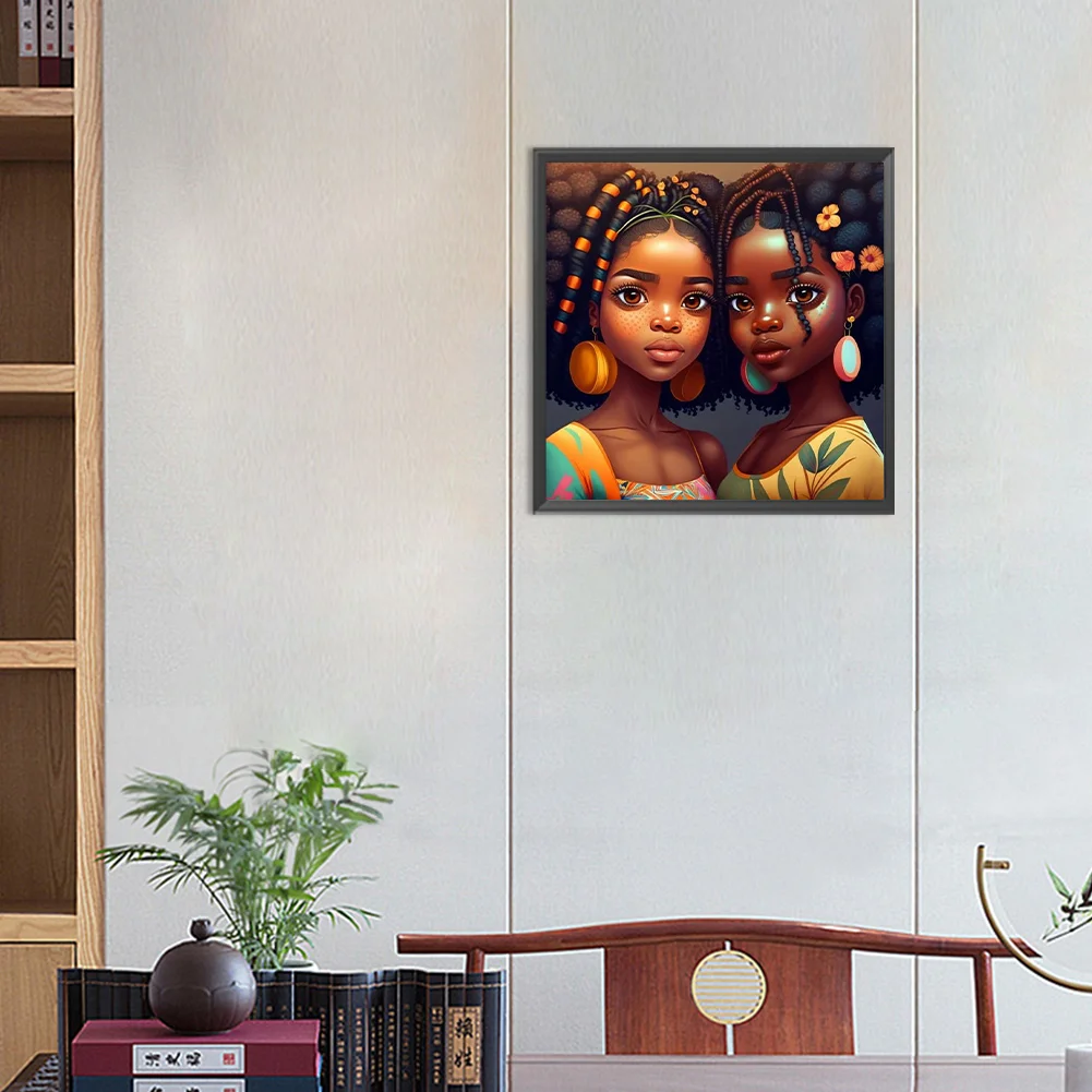 Diamond Painting - Full Round Drill - Black Girl(Canvas|30*30cm)