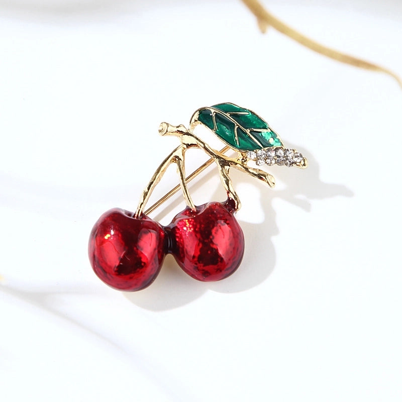Cute Pin Cherry Alloy Stoving Varnish Unisex Brooches