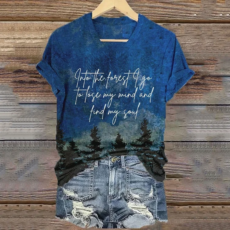 Simpfit Damen-T-Shirt mit V-Ausschnitt und „Support Our National Parks“-Aufdruck, kurzärmlig