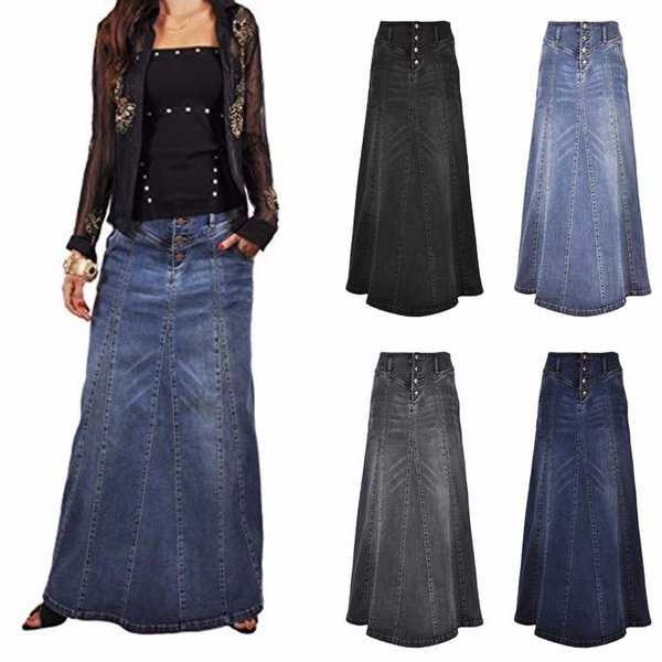 New Women Fashion Loose Slim Denim Skirts Vintage Style Autumn Winter Long Skirt Plus Size S-5Xl - Life is Beautiful for You - SheChoic