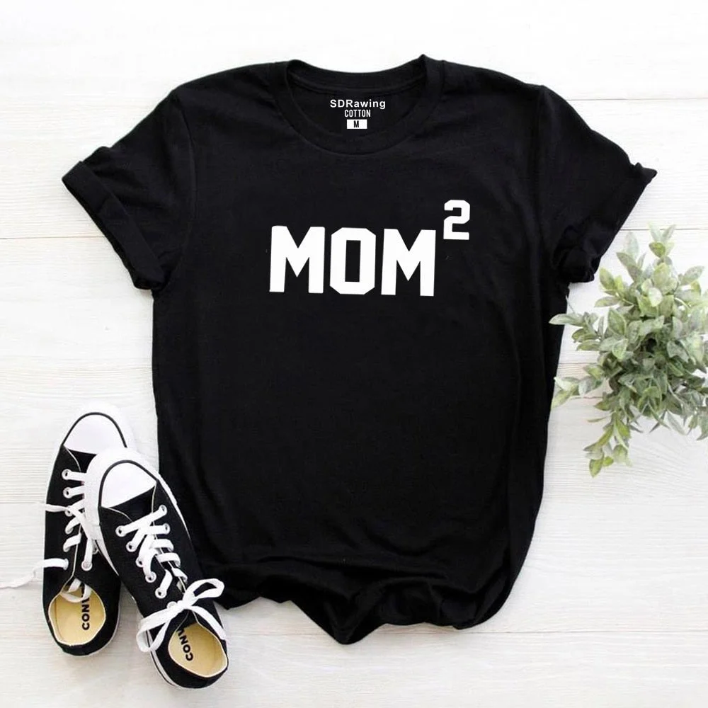 Harajuku Mom2 Shirt Mothers Day Gift Idea Top Mommy Mama T Shirt Tee Ladies Women Present Baby Shower Gift Pregnancy Announcemen