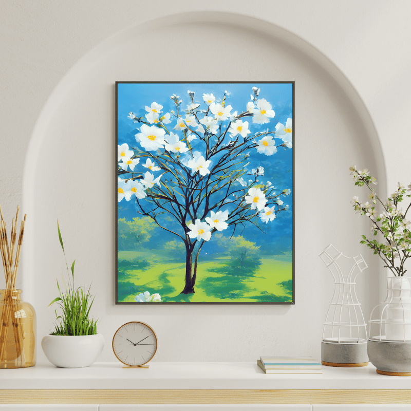 Paint By Numbers - White flower tree