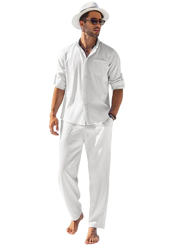 2-Piece Linen Long Sleeve Shirt Sets