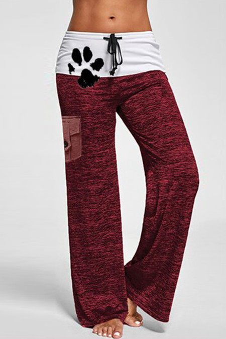 Drawstring Pockets Stretch Wide Leg Yoga Pant