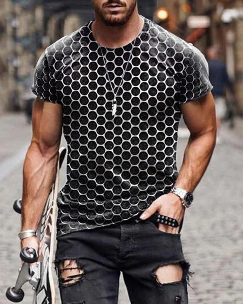 Men New Print Casual T-shirts-16