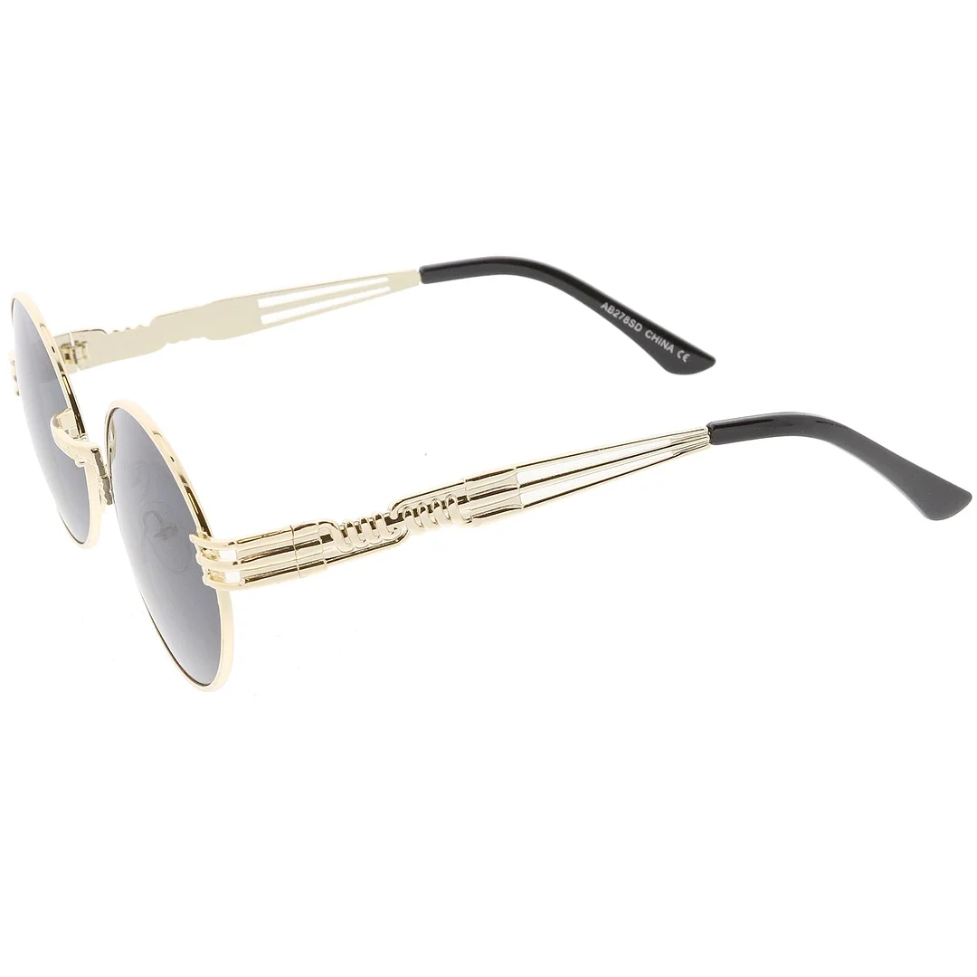 Steampunk Inspired Oval glasses Unique Engraved Metal Neutral Lens 60mm