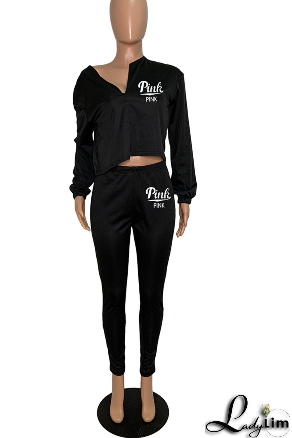 Army Green Fashion Print Patchwork V Neck Long Sleeve Two Pieces