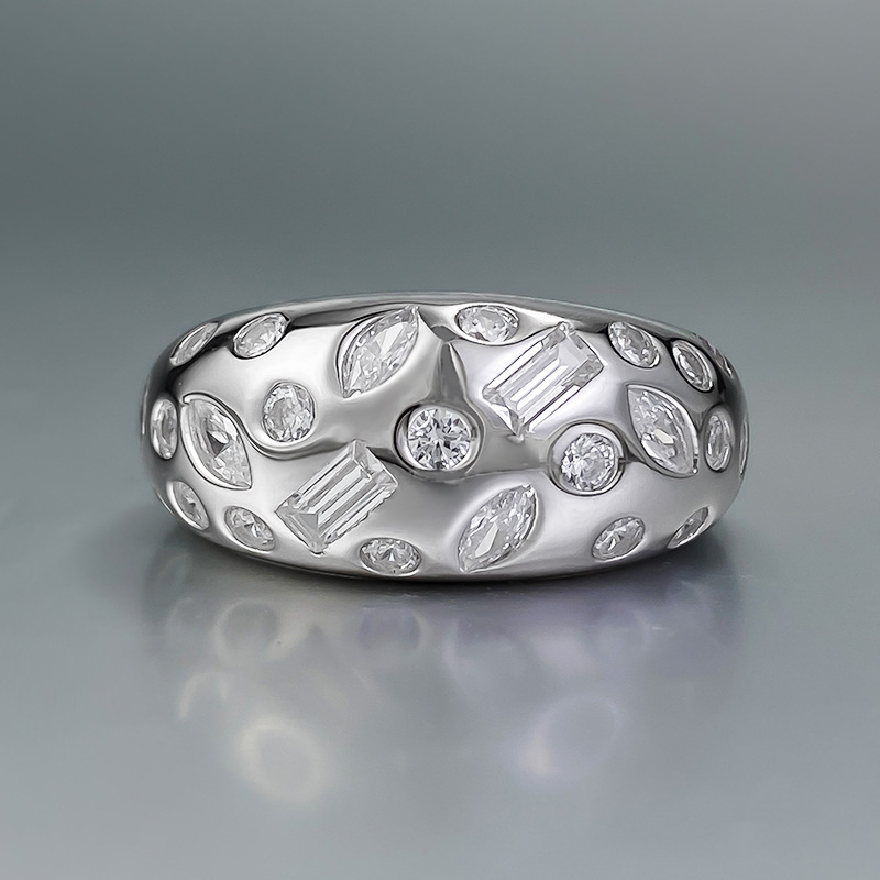 MIKAMU Jewelry S925 Silver Irregular Full Diamond Ring