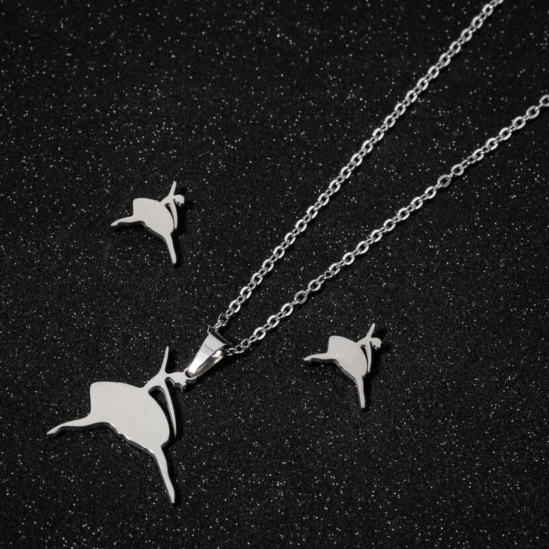 1 Set Fashion Star Moon Heart Shape Titanium Steel Plating Earrings Necklace