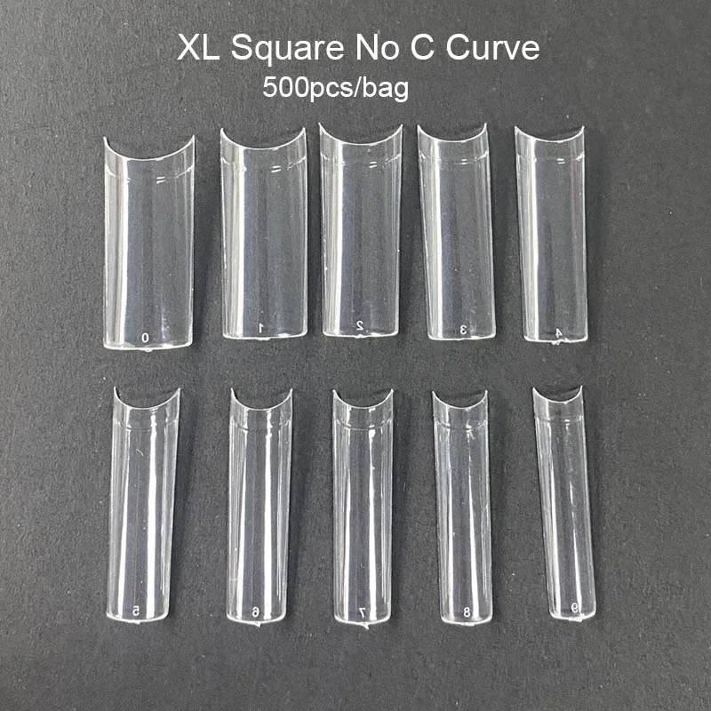 Non C-Curve XXL Long Acrylic Nail Tips Transparent Coffin Straight False Nails Finger Press On Tips UV Gel Extension Manicure-Nail Inspo