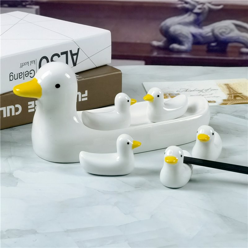 6pcs Lovely Duckling Chopstick Holder Set Fork Dish and Duck Stand | IFYHOME