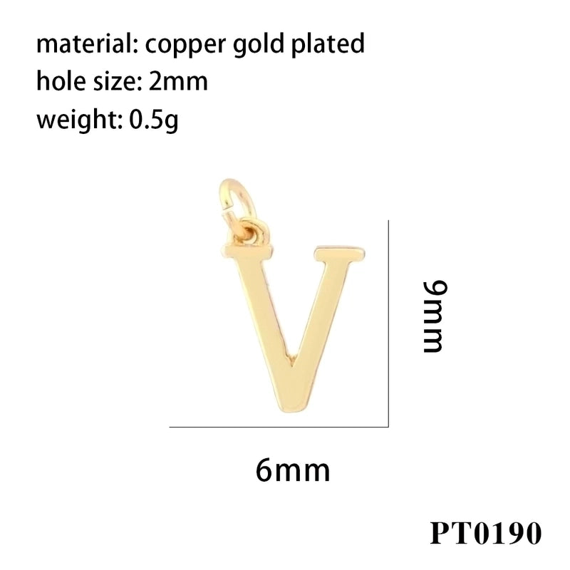 Minimalist Letter Copper Plating 18k Gold Plated Charms