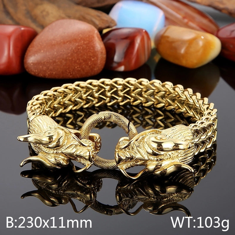 Hip-Hop Dragon 304 Stainless Steel 18K Gold Plated Men’s Bracelets