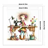 Sewing Machine Girl-11CT Stamped Cross Stitch 40*40cm/15.75*15.75in