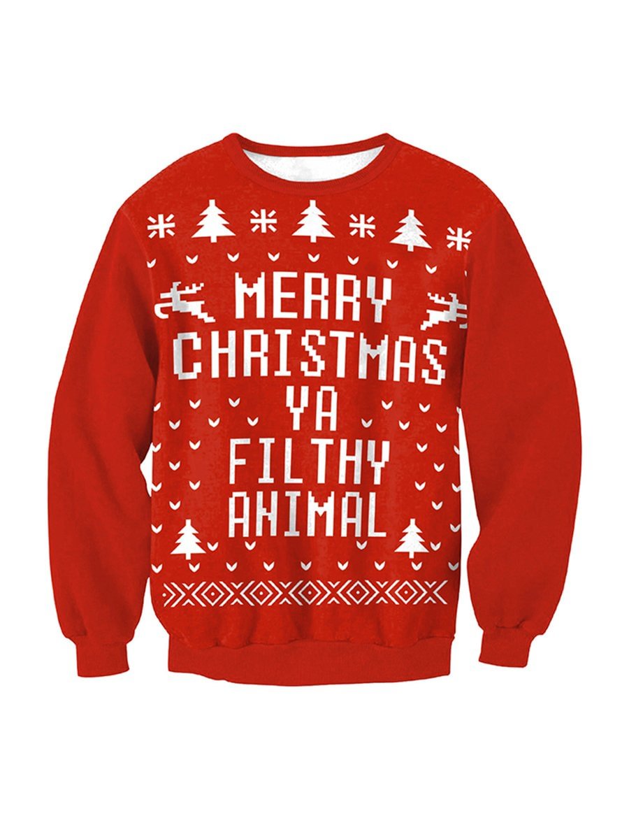 Christmas Letter Print Pullover Sweatshirt