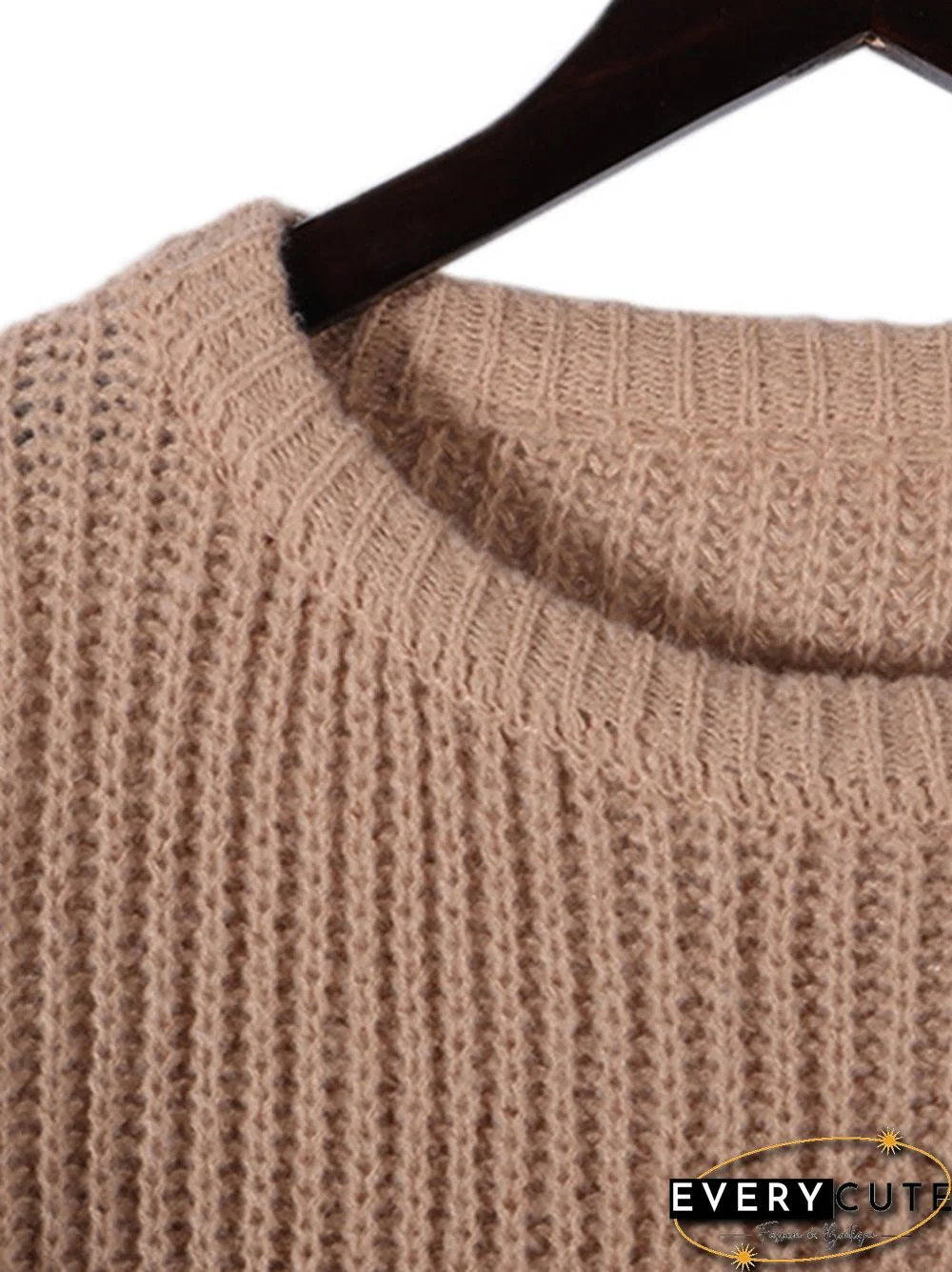 Solid Crew Neck Knit Sweater