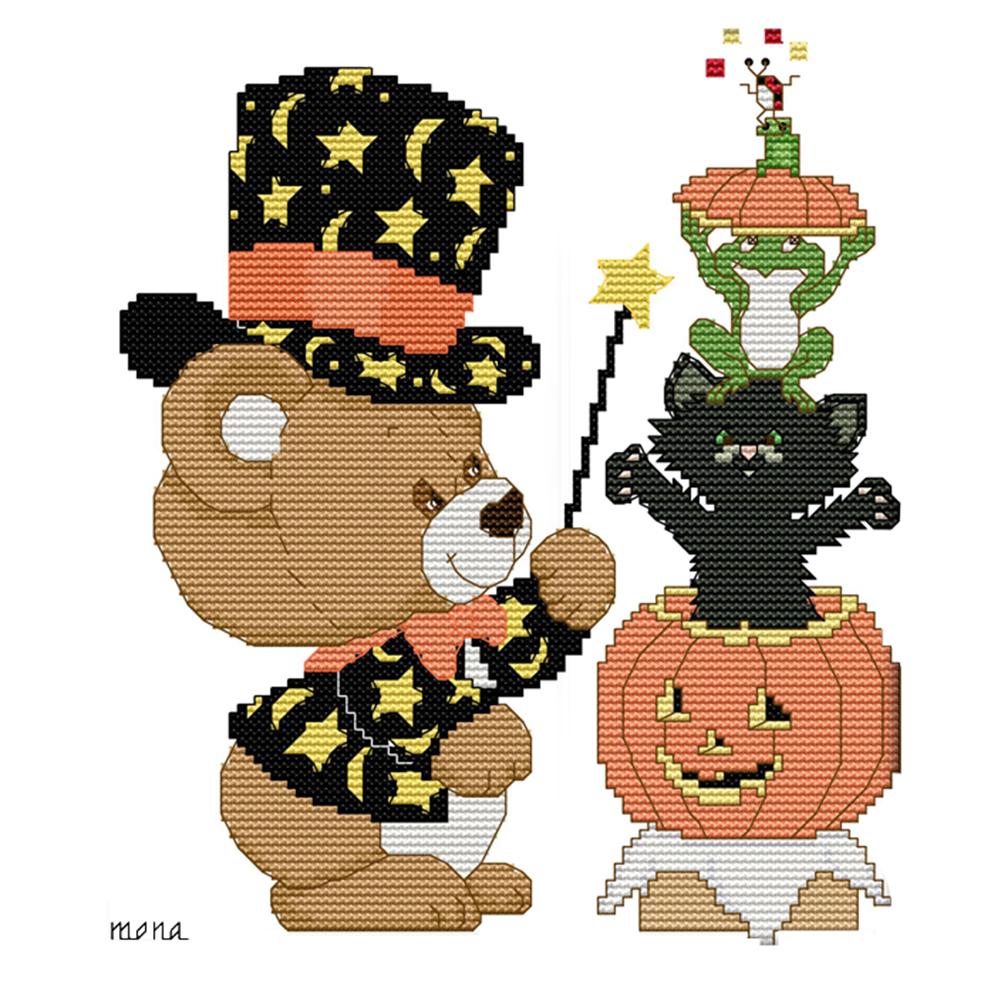 

Bear halloween - 14CT Stamped Cross Stitch - 22*28cm, 501 Original