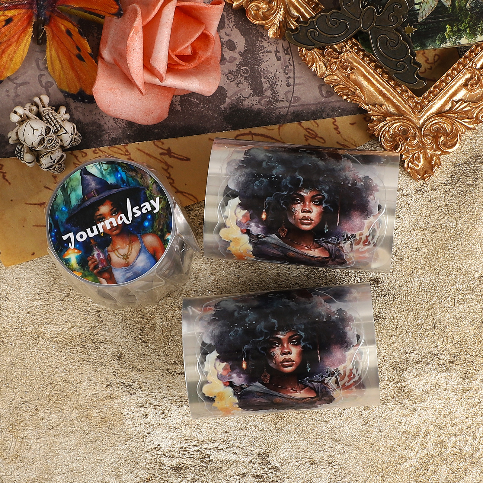 PET 테이프 - 6*200cm 블랙 위치 시리즈 빈티지 캐릭터