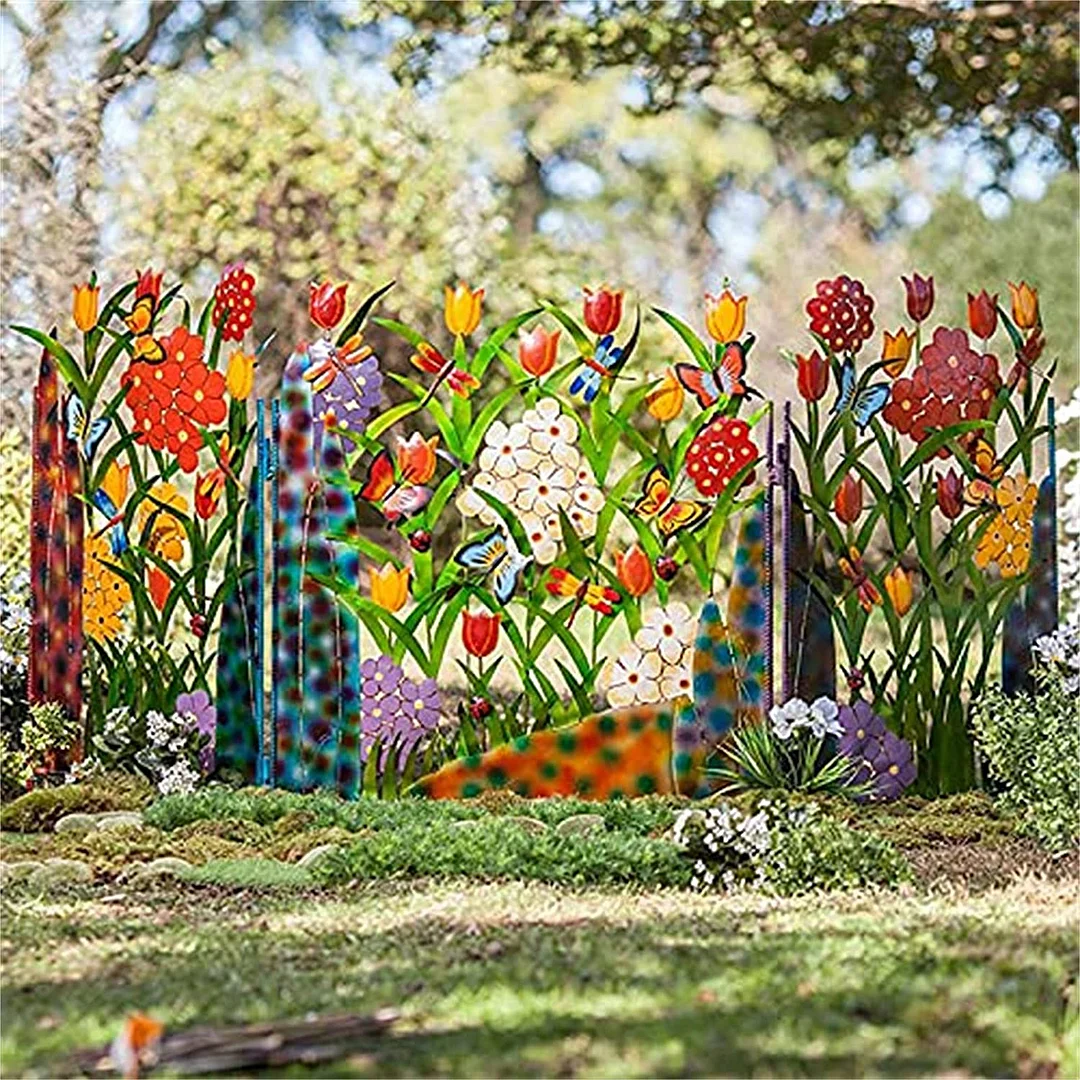 Outdoor Metal Flower Garden Fence