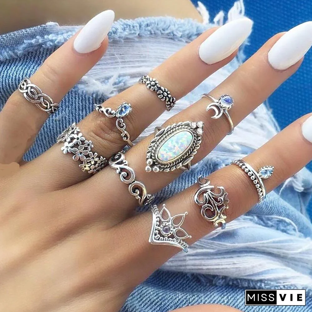 30 Styles Trendy Boho Midi Knuckle Ring Set For Women Crystal Geometric Finger Rings Fashion Bohemian Jewelry