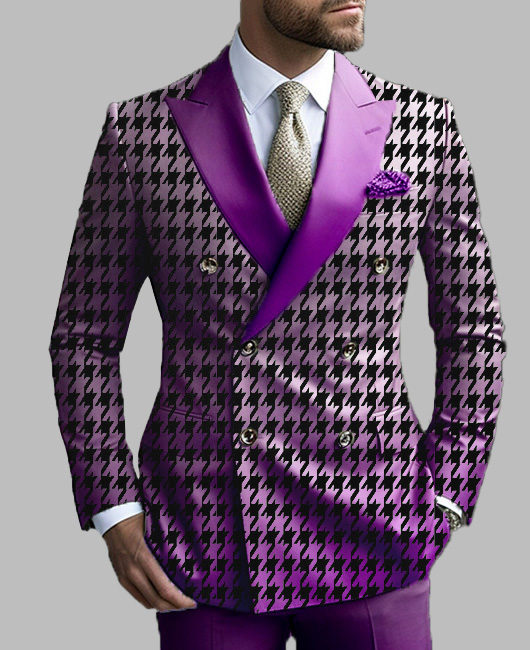 Business Houndstooth Peaked Lapel Blazer